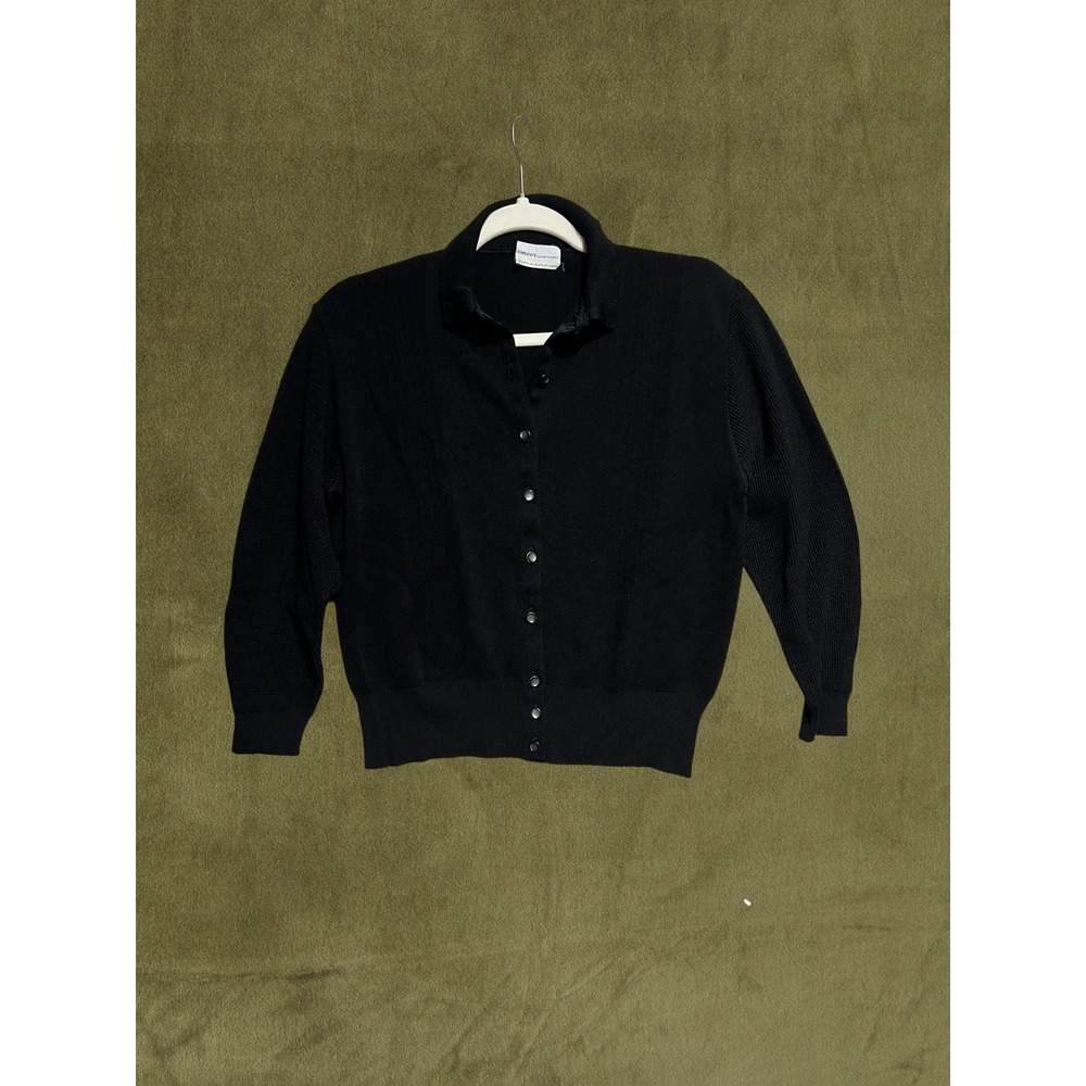 Vintage 1950s Exmoor Tycora Black Knit Cardigan Sweater NWT Deadstock Collared